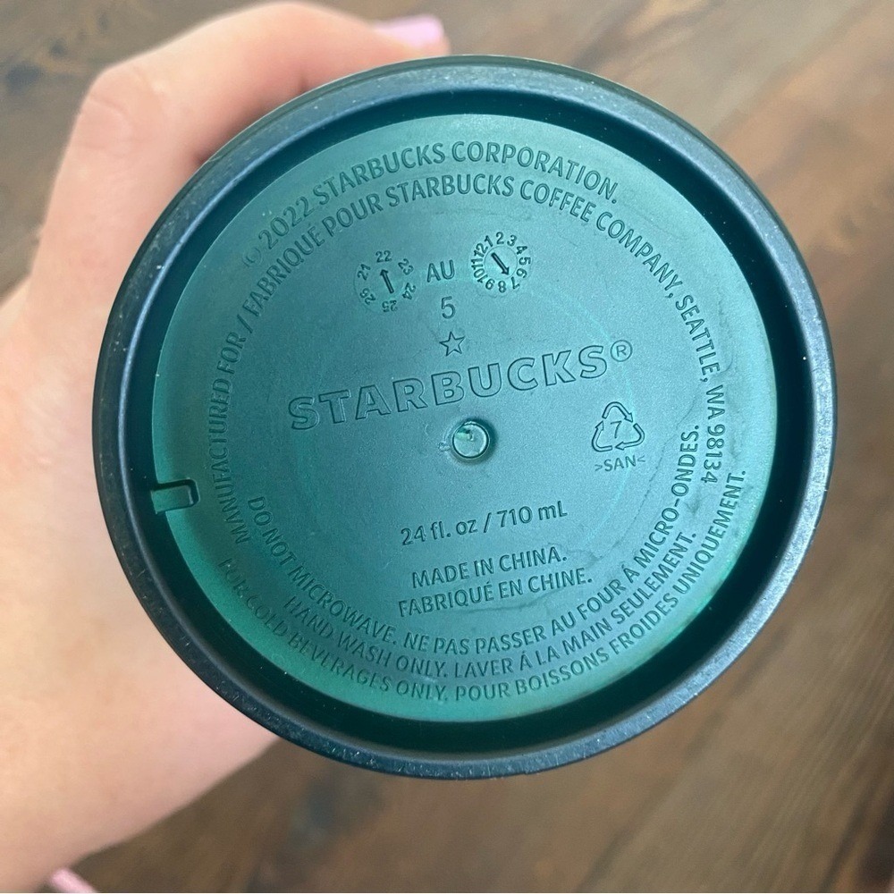 Starbucks Iridescent Grid Cold Cup 24 oz Venti Tumbler With Straw Green - Picture 6 of 10